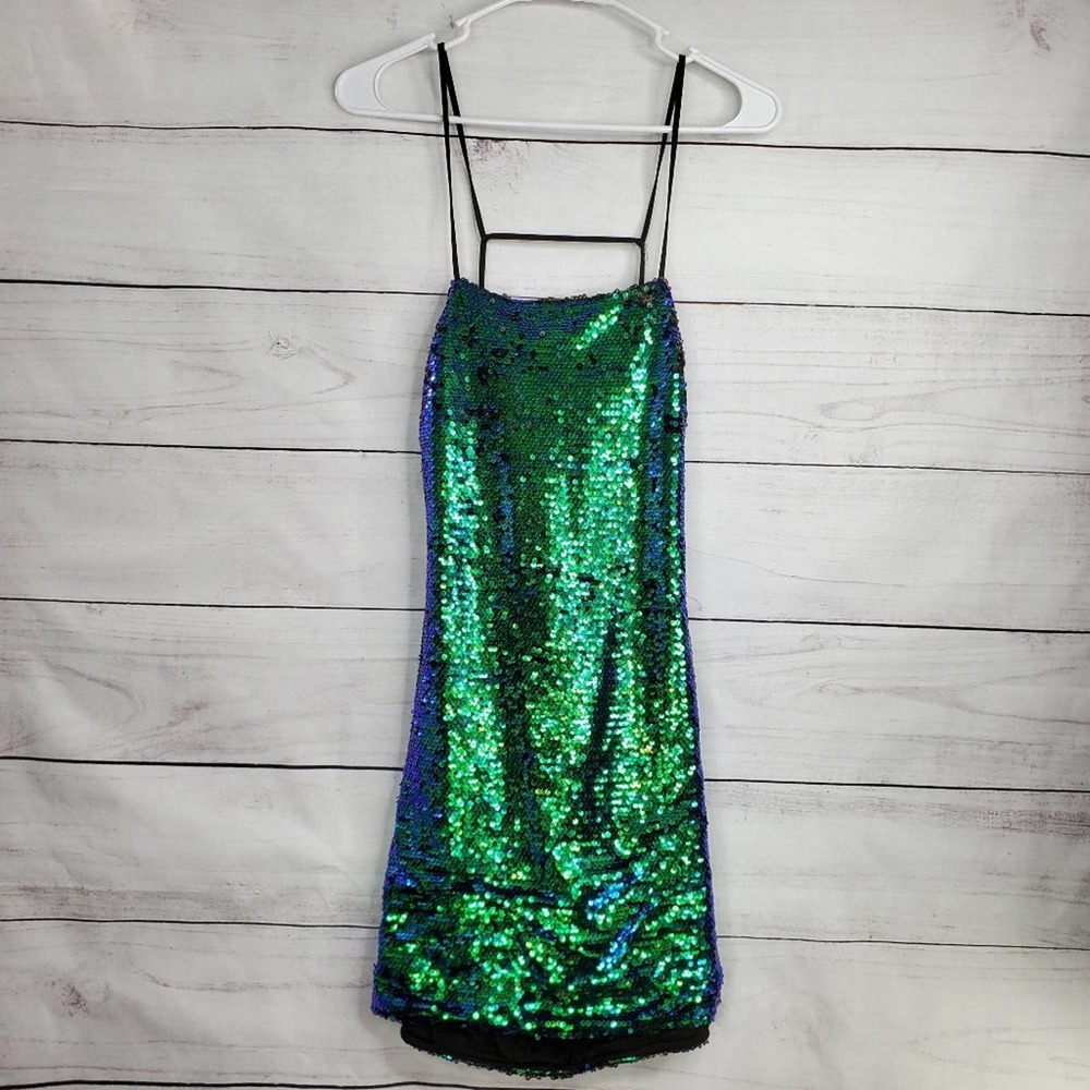 Dear Dance Sequin Strappy Open Back Mini Dress